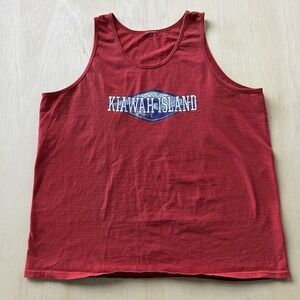 Vintage Kiawah Island Shirt Mens Large Red Tank Top Beach Travel Tee T-Shirt